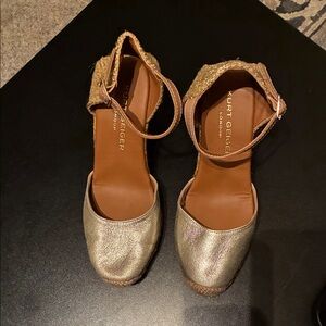 Kurt Geiger Metallic Gold Ankle-Strap Espadrille Flats